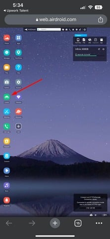 control feature on web airdroid com