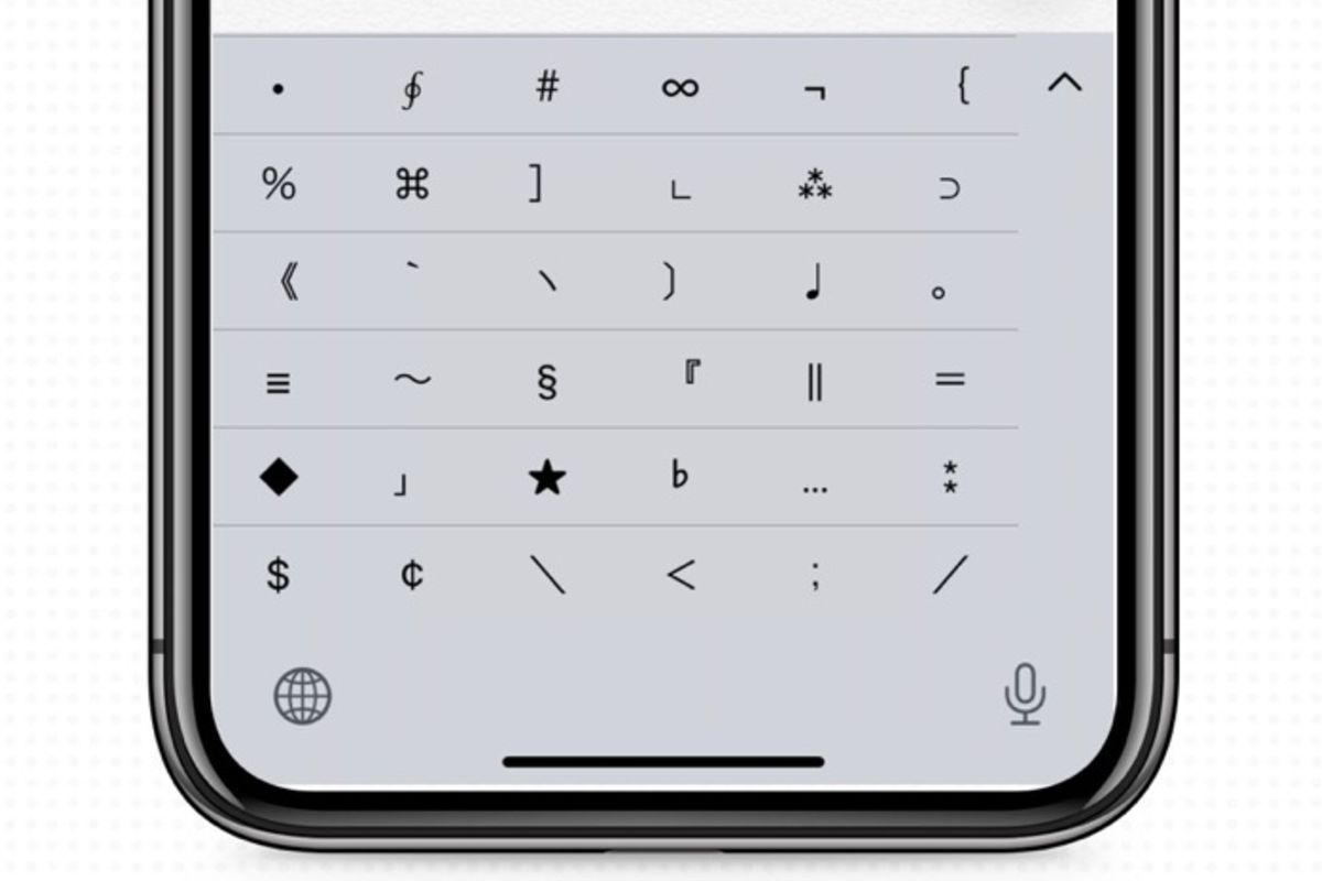 r iphone input special symbol 0