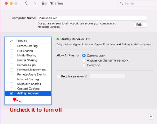 AirPlayが途切れるiPhoneの対処法!通信環境や設定の確認 2 turn off airplay receiver on mac